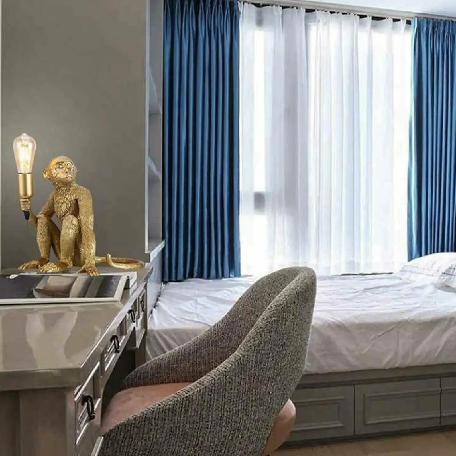 Sklep Kaja Złota, modernistyczna lampka nocna ABR-KARD4-G MONKEY | Kaja* Nowoczesne Lampki Stołowe