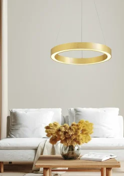 Sklep Kaja Złota, okrągła lampa wisząca LED PL200910-400-GD CARLO | Kaja Cheap