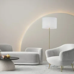 Sklep Kaja Złoto-biała lampa stojąca glamour TK 16033 UMBERTO WHITE GOLD | Kaja* Lampy Podłogowe Z Abażurem|Tradycyjne Lampy Podłogowe