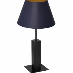 Sklep Kaja Złoto-granatowa lampka nocna, z abażurem LX 3646 z serii TABLE LAMPS* Lampki Stołowe Z Abażurem|Tradycyjne Lampki Stołowe