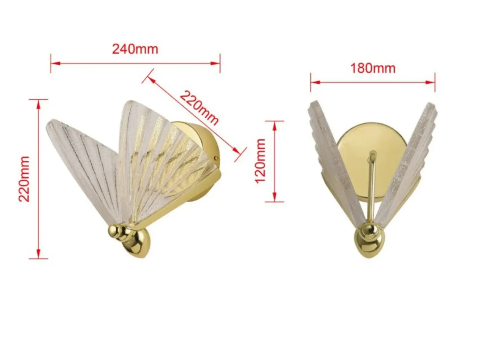 Sklep Kaja Złoty, dekoracyjny kinkiet w formie motyla LP-1715/1W MARIPOSA | Kaja* Lampy Led