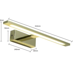 Sklep Kaja Złoty kinkiet łazienkowy LED GS-LWB-12W/3 GOLD ISLA | Kaja Oświetlenie* Lampy Led