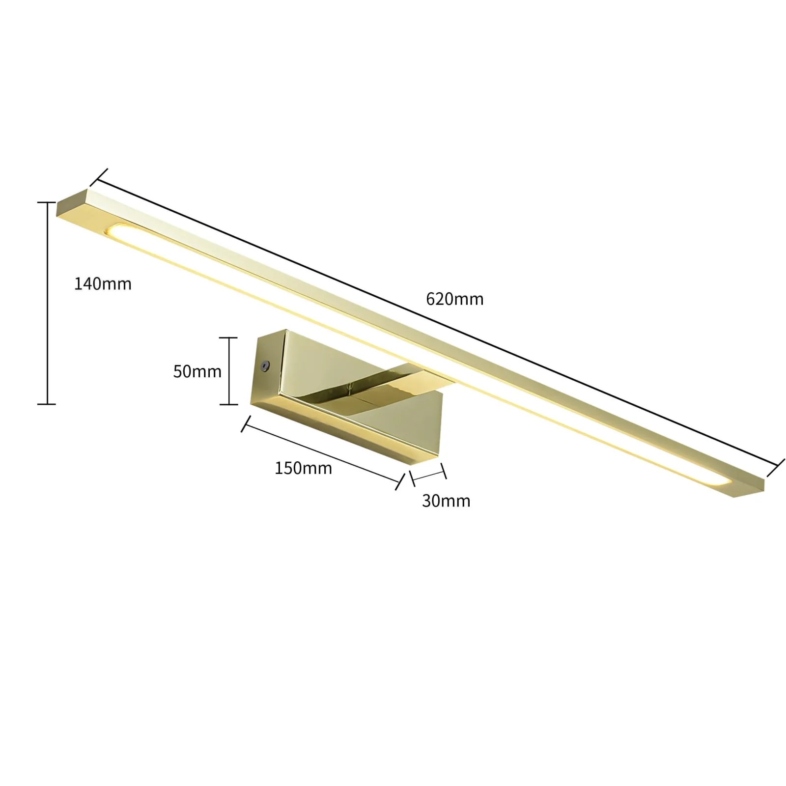 Sklep Kaja Złoty kinkiet do łazienki, szerokość 62cm GS-LWB-20W GOLD ISLA | Kaja* Lampy Led
