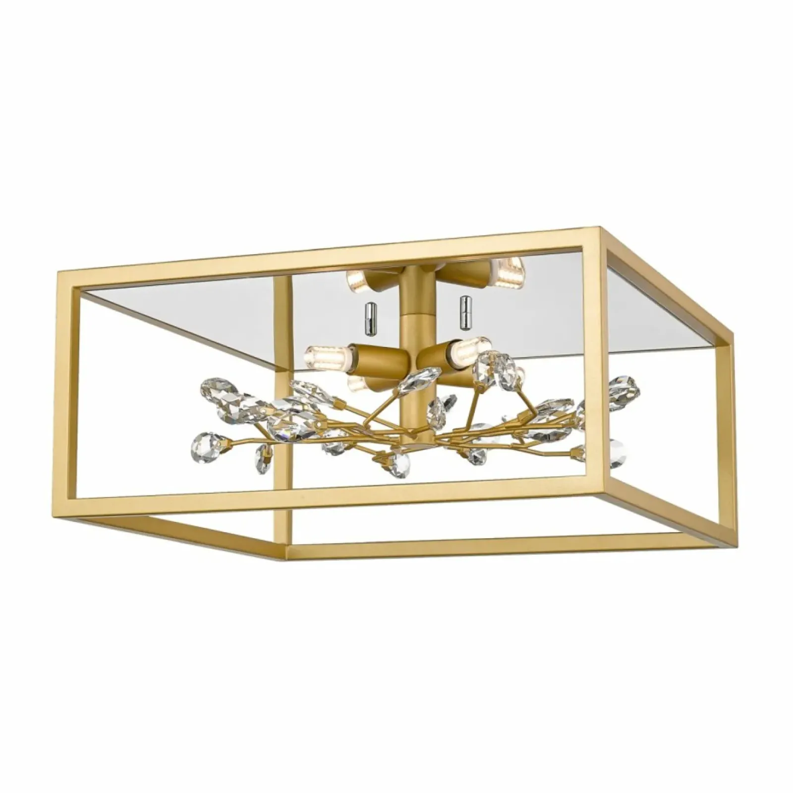 Sklep Kaja Złoty, kwadratowy plafon z kryształkami C0578-04A-B5V7 SPRING | Kaja Clearance