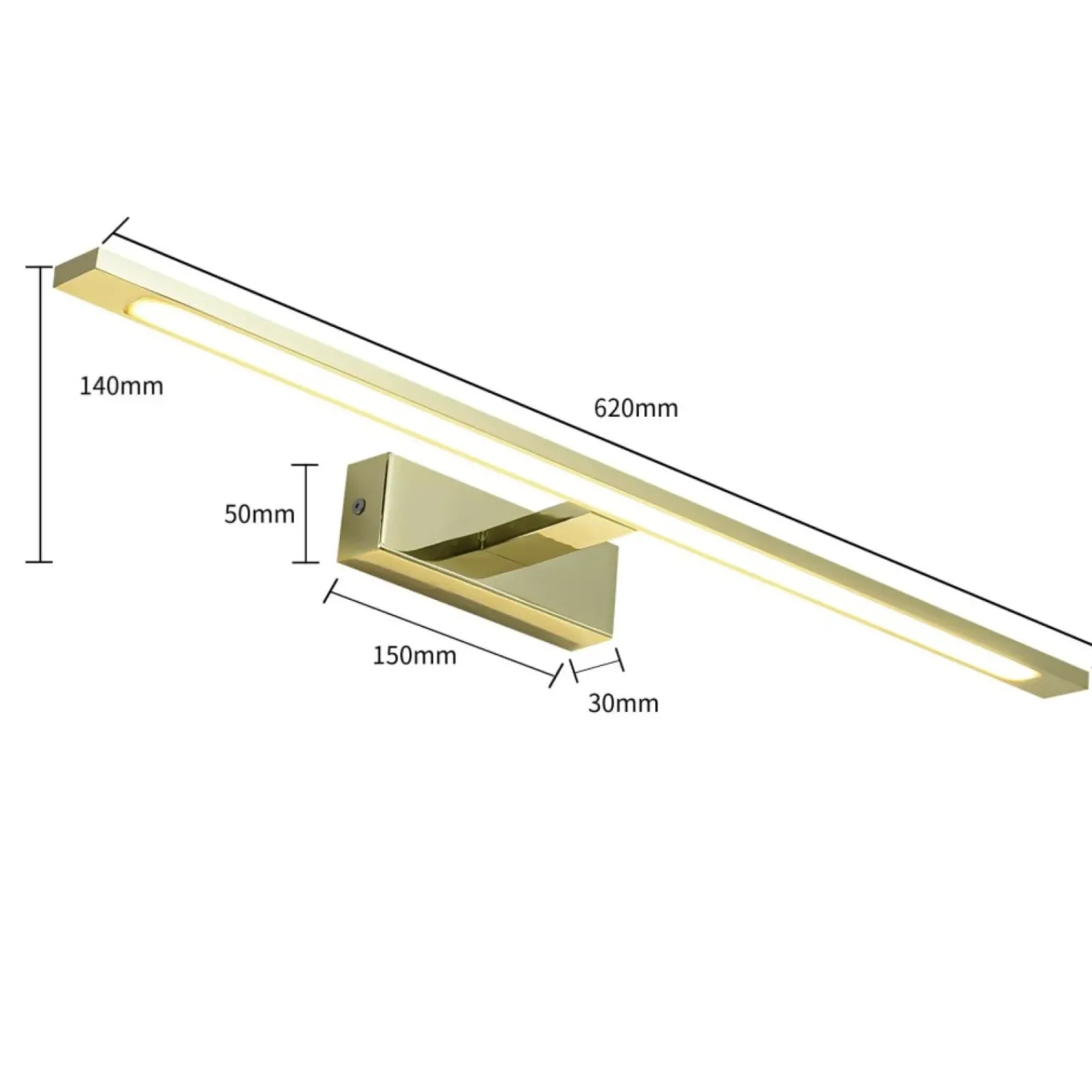 Sklep Kaja Złoty, ledowy kinkiet nad lustro GS-LWB-20W GOLD ISLA | Kaja* Lampy Led