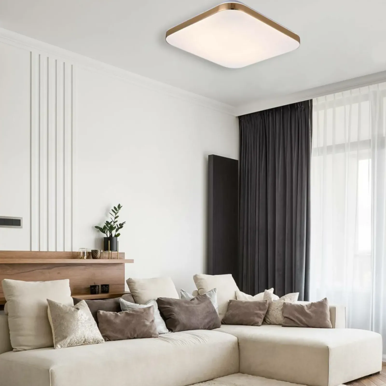 Sklep Kaja Złoty plafon LED barwa neutralna LP-335/1C M 4GD SQUARE – BABILON* Lampy Led|Plafony Klasyczne