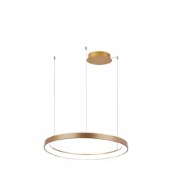 Sklep Kaja Złoty żyrandol LED obręcz ⌀57,5cm ze ściemniaczem AZ5020 AGNES | Kaja Outlet