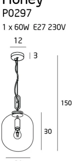 Sklep Kaja Zwis z bursztynowym kloszem Ø24cm MX P0297 HONEY | Kaja Oświetlenie Cheap
