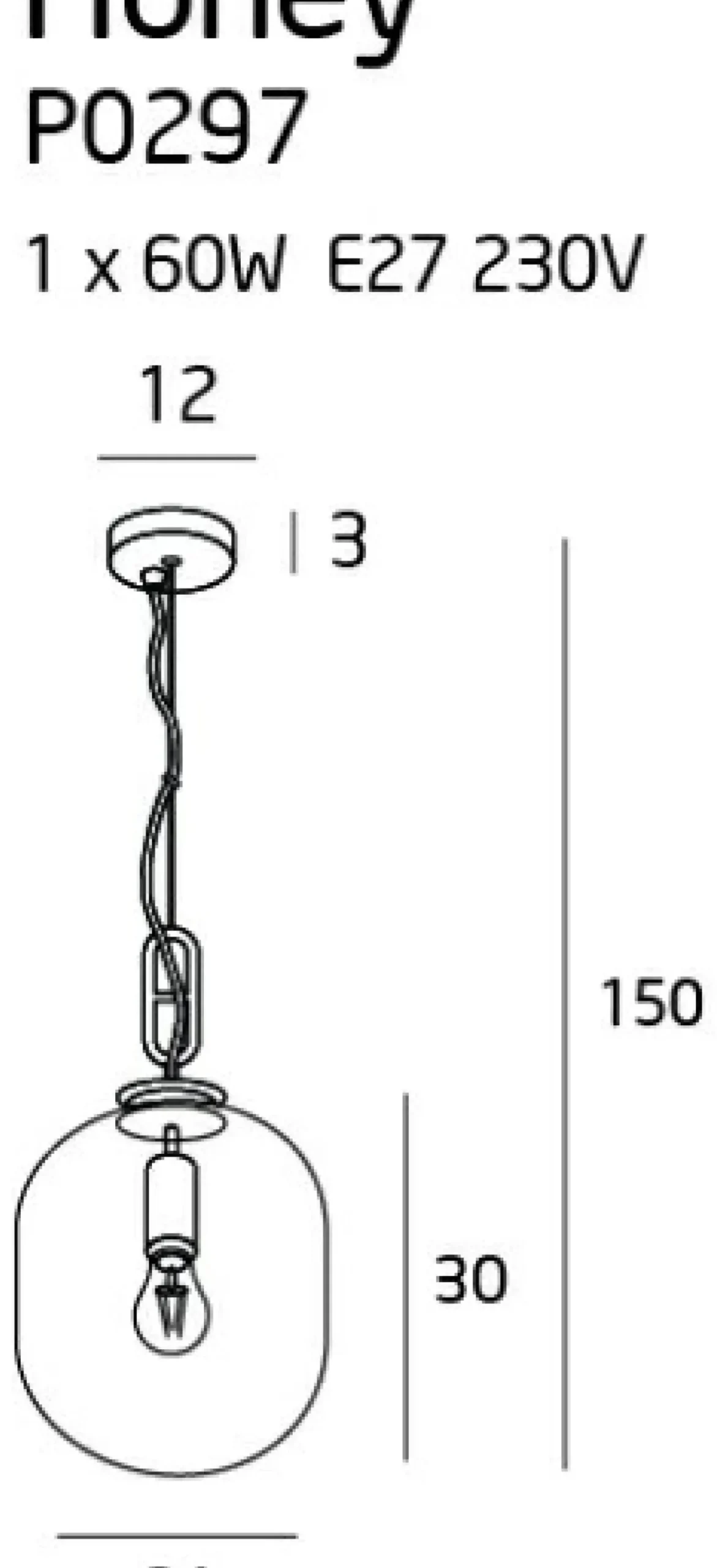 Sklep Kaja Zwis z bursztynowym kloszem Ø24cm MX P0297 HONEY | Kaja Oświetlenie Cheap